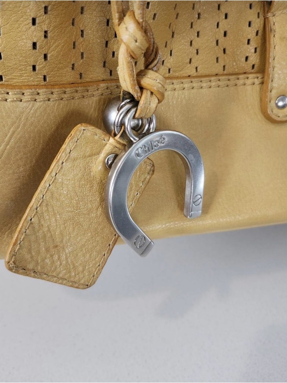 Chloe Perforated Bucket Shoulder Bag in yellow - Picture 7 of 9